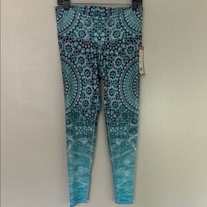 Niyama Sol Women's XL Barefoot Leggings Oasis Blue Mandala Geometric Recycled